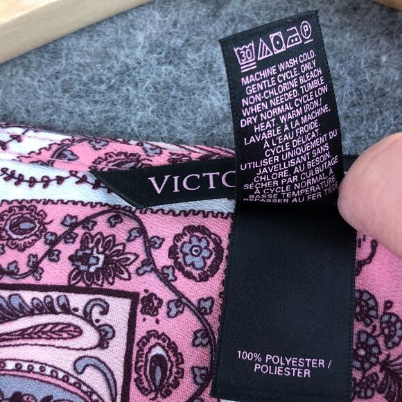 Victoria's Secret Nightgown Medium Pink Paisley Floral Button Up Belted Womens - Picture 4 of 14